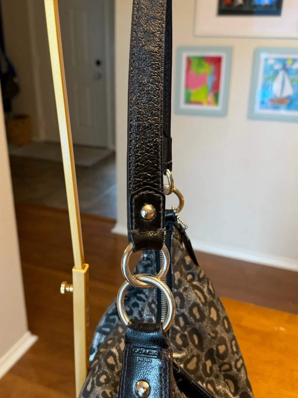 Authentic Rare Coach Ocelot Print Metallic Hobo Bag F21063